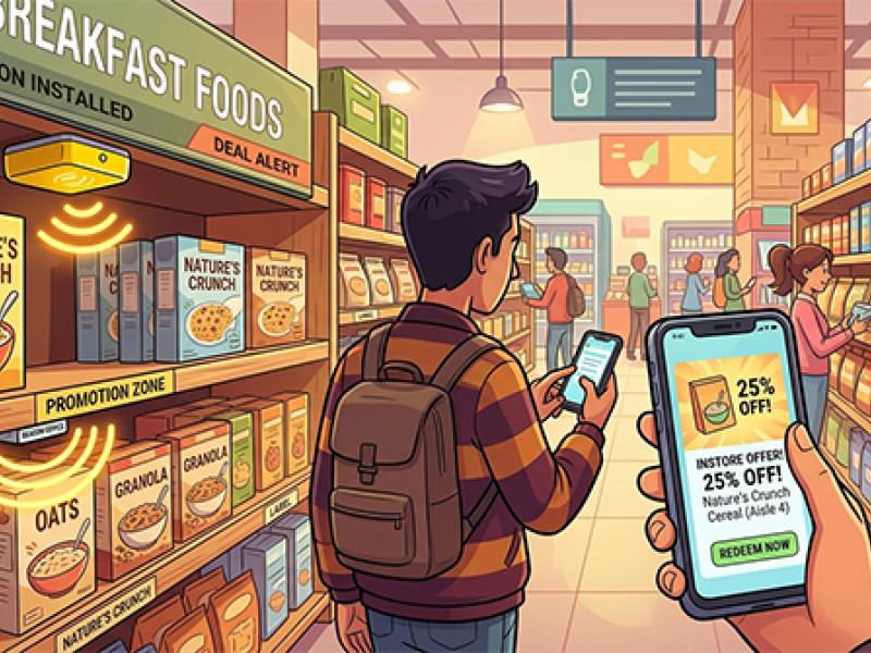 Shopping in a food store with beacons